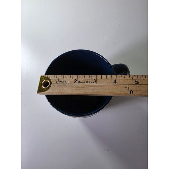 LA ROCHELLE Artisan French Art Deco Denim Blue & Cream Floral Coffee Mug - Picture 4 of 7